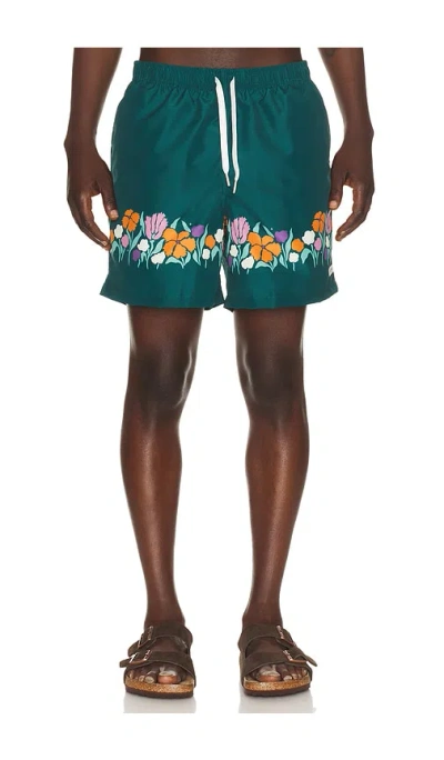 Bather Evergreen Lawn Printed Swim Trunks In Green