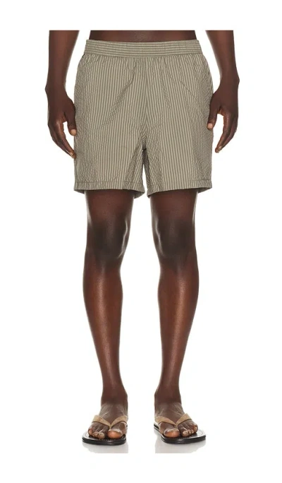 Bather Fossil Seersucker Swim Trunks In Grey