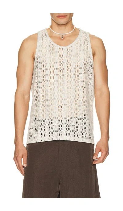 Bather Lattice Tank Top In White