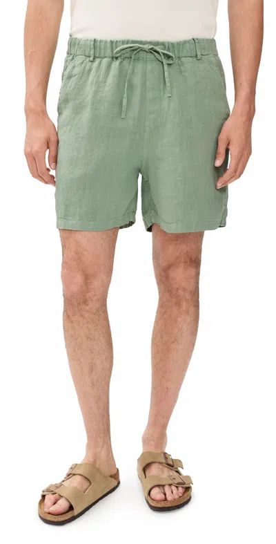 Bather Linen Leisure Shorts 5 Sage In Green