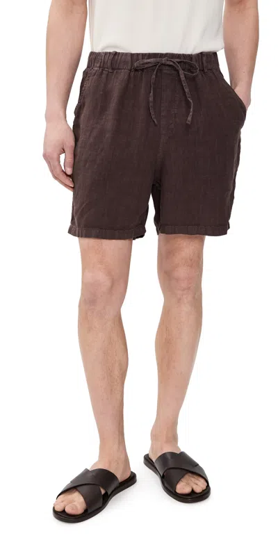 Bather Linen Leisure Shorts Espresso In Brown