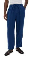 Bather Navy Linen Leisure Pants Navy In Navy