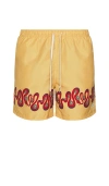 Bather Ochre Dizzy Boa Swim Trunks In Yellow