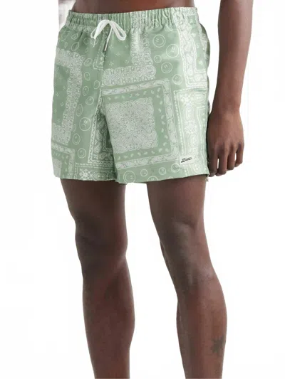Bather Paisley Lined Swim Trunks In Green/white In Multi