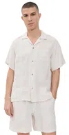 Bather Pearl Linen Shirt White In White