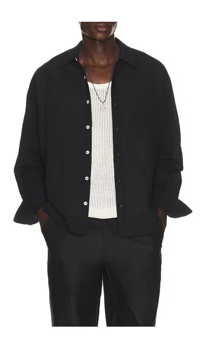 Bather Ripple Leisure Shirt In Black