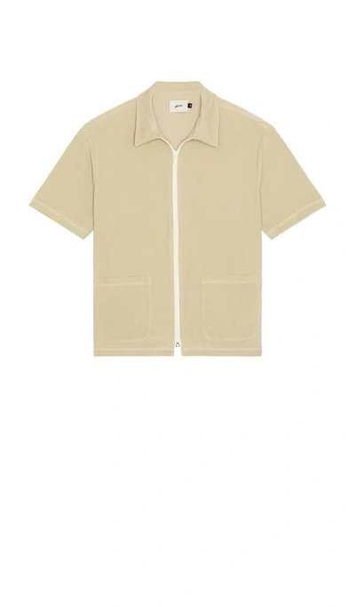 Bather Sand Terry Full Zip Tour Shirt In Neutral