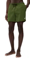 Bather Solid Olive Swim Trunks 5.5 Olive In Green