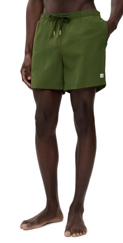Bather Solid Olive Swim Trunks 5.5 Olive In Green
