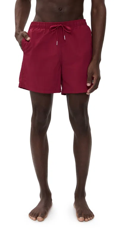 Bather Solid Sangria Swim Trunks Sangria In Red