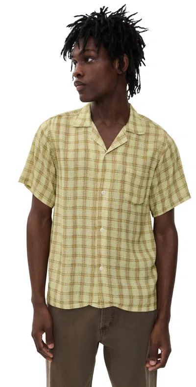 Bather Tartan Camp Shirt Citrus In Orange