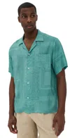 Bather Teal Tonal Bandana Camp Shirt Teal In Teal