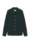 Bather Tiber Linen Leisure Shirt In 그린