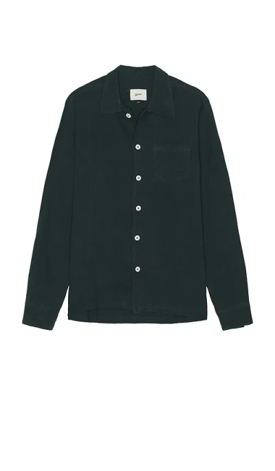 Bather Tiber Linen Leisure Shirt In 그린