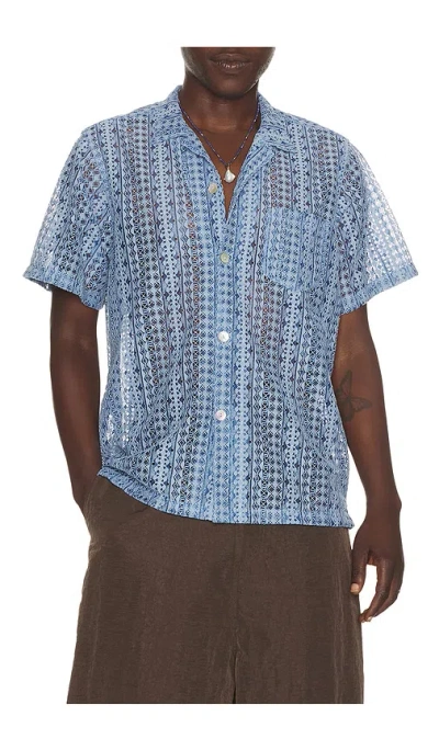 Bather Tide Gonzo Lace Camp Shirt In Blue