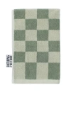 Bathing Culture Bathhouse Check Organic Hand Towel In Sage