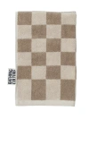 Bathing Culture Bathhouse Check Organic Hand Towel In Tan