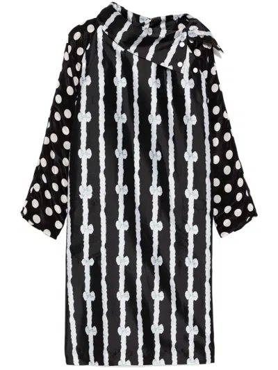 Batsheva All-over Graphic Print Dress In Black