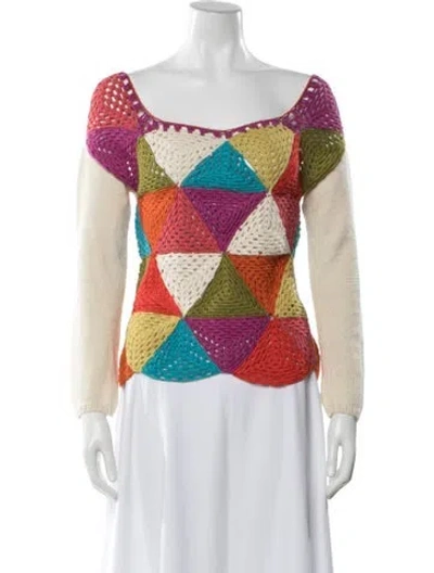 Pre-owned Batsheva Alpaca Patterned Sweater In Neutral