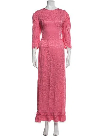 Pre-owned Batsheva Animal Print Long Dress In Pink