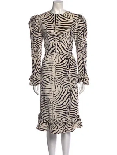Pre-owned Batsheva Animal Print Midi Length Dress In Multi