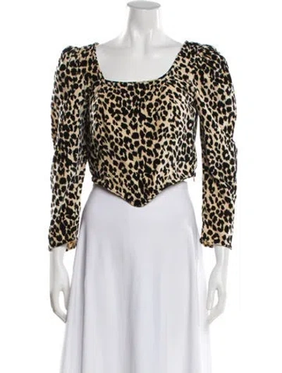 Pre-owned Batsheva Animal Print Square Neckline Blouse In Multi