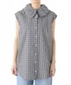 Batsheva Apollo Sleeveless Blouse In Black & White In Animal Print