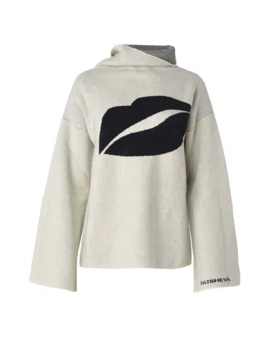 Batsheva Avion Turtleneck In Parchment In Gray