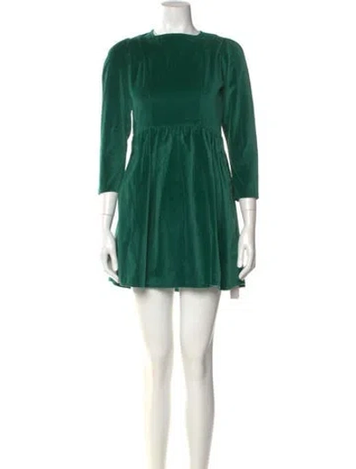 Pre-owned Batsheva Bateau Neckline Mini Dress In Green