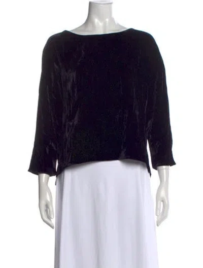 Pre-owned Batsheva Bateau Neckline Three-quarter Sleeve Blouse In Black