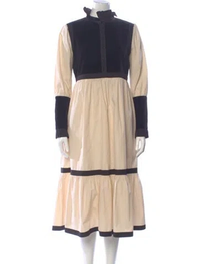 Pre-owned Batsheva Colorblock Pattern Midi Length Dress