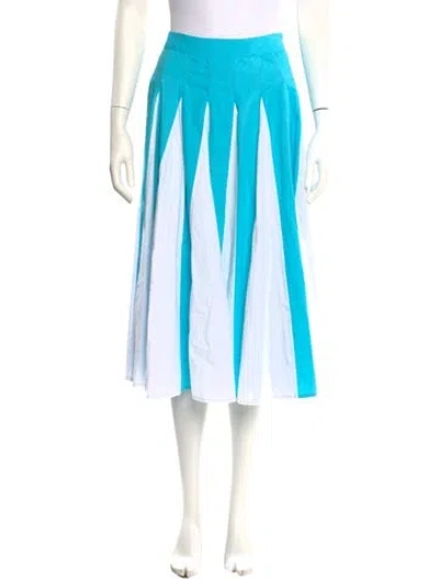 Pre-owned Batsheva Colorblock Pattern Midi Length Skirt W/ Tags In Blue