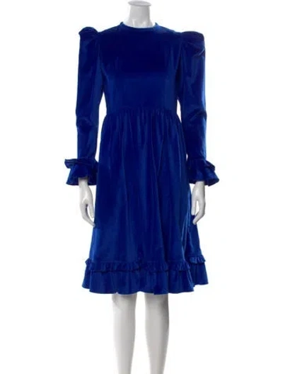 Pre-owned Batsheva Crew Neck Knee-length Dress In Blue