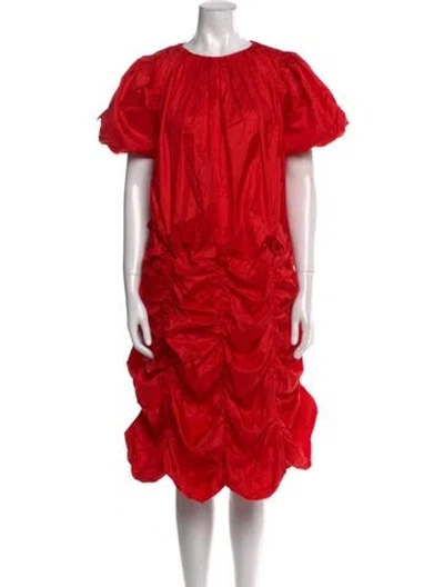 Pre-owned Batsheva Crew Neck Knee-length Dress In Red