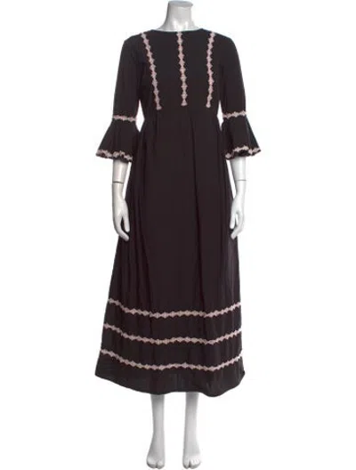 Pre-owned Batsheva Crew Neck Long Dress In Black