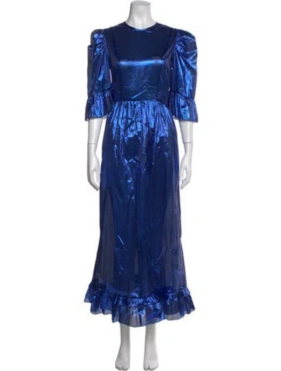 Pre-owned Batsheva Crew Neck Long Dress In Blue