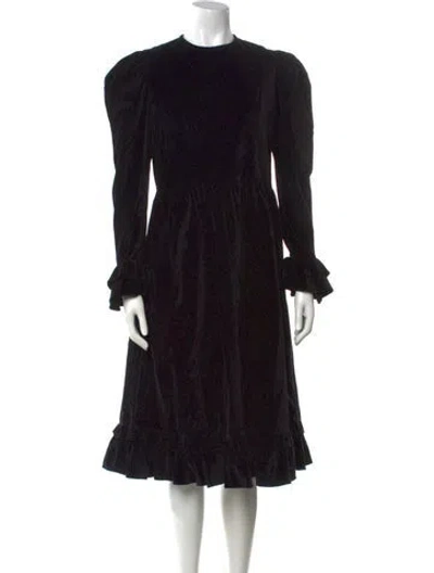 Pre-owned Batsheva Crew Neck Midi Length Dress In Black