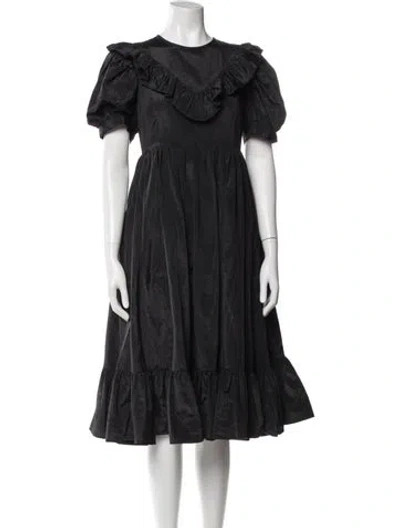 Pre-owned Batsheva Crew Neck Midi Length Dress In Blue