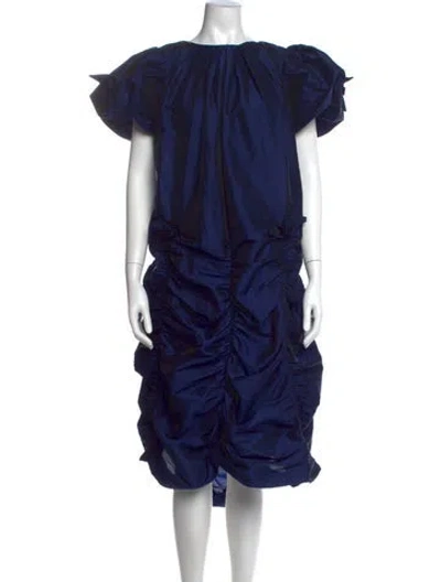 Pre-owned Batsheva Crew Neck Midi Length Dress In Blue