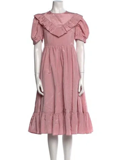 Pre-owned Batsheva Crew Neck Midi Length Dress In Pink