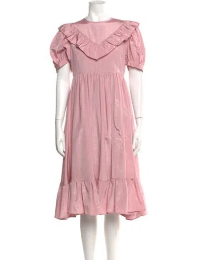 Pre-owned Batsheva Crew Neck Midi Length Dress In Pink