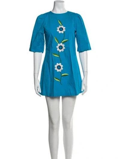 Pre-owned Batsheva Crew Neck Mini Dress In Blue