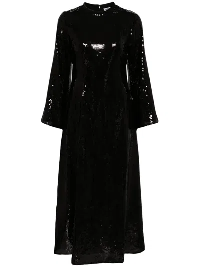 Batsheva Dolly Sequin-embellished Maxi Dress In Black