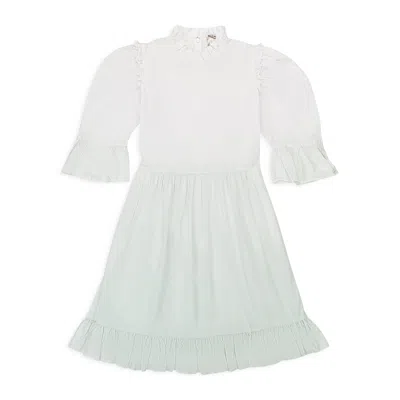 Batsheva Exclusive Dip Dye Short Prairie White Green Day Dress