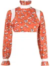 Batsheva Floral-print Cropped Top In Red