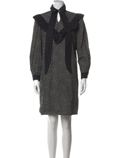 Pre-owned Batsheva Floral Print Knee-length Dress In Black