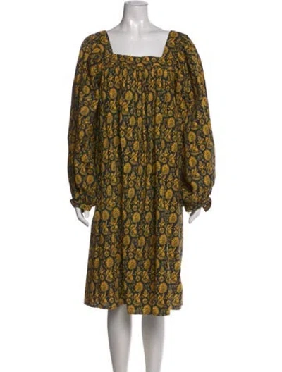 Pre-owned Batsheva Floral Print Knee-length Dress In Blue