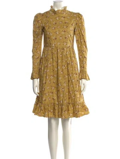 Pre-owned Batsheva Floral Print Knee-length Dress In Brown