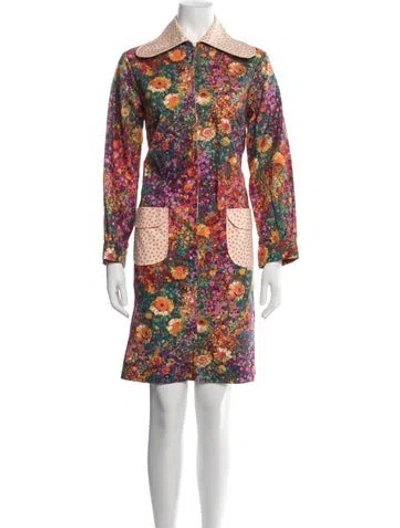 Pre-owned Batsheva Floral Print Knee-length Dress In Multicolor