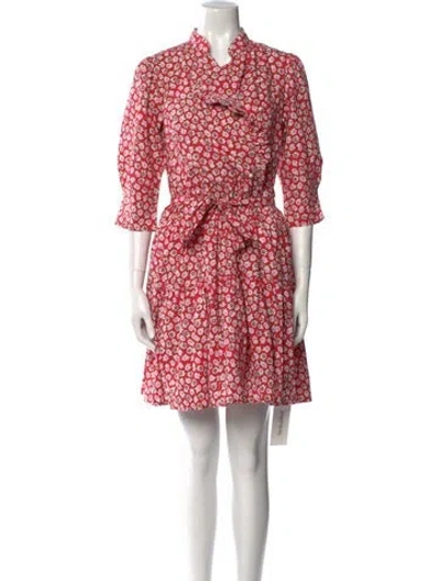 Pre-owned Batsheva Floral Print Knee-length Dress In Red